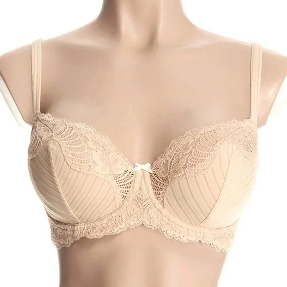 32DD Paramour 115353 Stripe Delight UW Bra Fawn Nude NWT - Picture 5 of 14